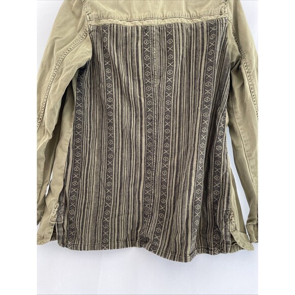 Zara‎ Womens Military Jacket Olive Green Striped Back Panel Shacket Pockets M - Picture 11 of 11